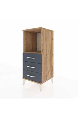 Hyperion Komodin Tek Raflı 3 Çekmeceli 44x44x106 Çam-Antrasit