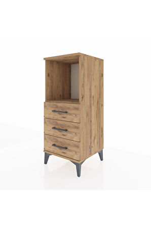 Hyperion Komodin Tek Raflı 3 Çekmeceli 44x44x106 Çam-Çam
