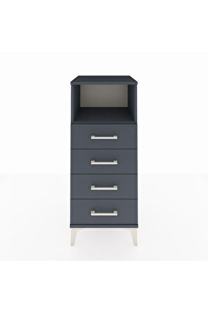 Hyperion Komodin Tek Raflı 4 Çekmeceli 44x44x106 Antrasit-Antrasit