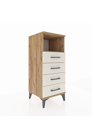 Hyperion Komodin Tek Raflı 4 Çekmeceli 44x44x106 Çam-Aytaşı