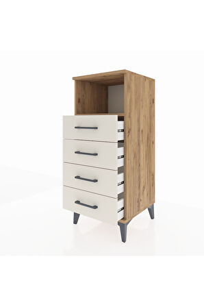 Hyperion Komodin Tek Raflı 4 Çekmeceli 44x44x106 Çam-Aytaşı