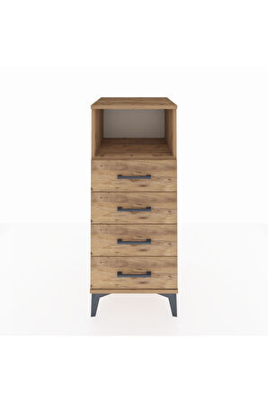 Hyperion Komodin Tek Raflı 4 Çekmeceli 44x44x106 Çam-Çam