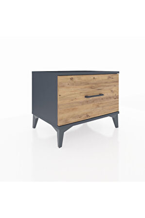 Hyperion Komodin Tek Çekmeceli 60x44x48 Antrasit-Çam