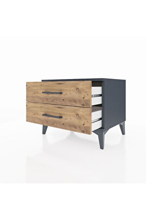 Hyperion Komodin 2 Çekmeceli 60x44x48 Antrasit-Çam