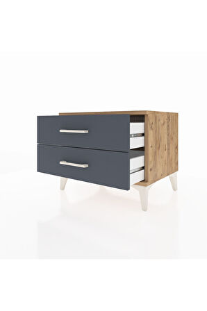 Hyperion Komodin 2 Çekmeceli 60x44x48 Çam-Antrasit