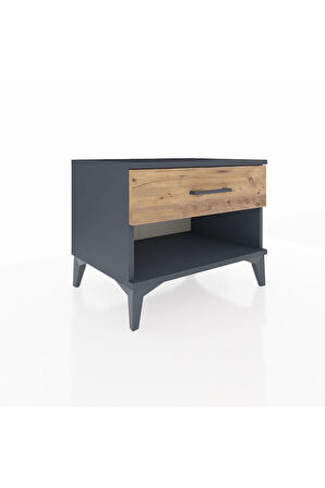Hyperion Komodin Tek Çekmeceli 60x44x48 Antrasit-Çam