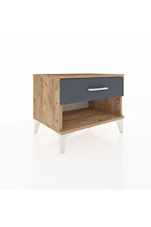 Hyperion Komodin Tek Çekmeceli 60x44x48 Çam-Antrasit
