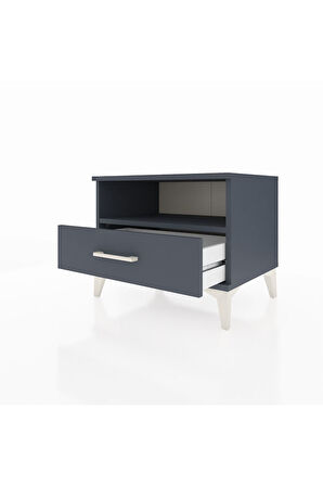 Hyperion Komodin Tek Raflı Tek Çekmeceli 60x44x48 Antrasit-Antrasit