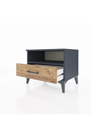 Hyperion Komodin Tek Raflı Tek Çekmeceli 60x44x48 Antrasit-Çam