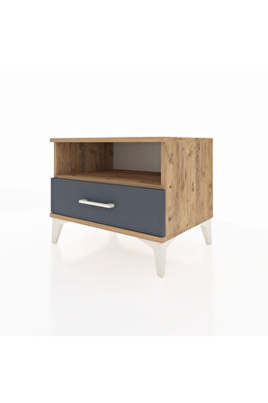 Hyperion Komodin Tek Raflı Tek Çekmeceli 60x44x48 Çam-Antrasit