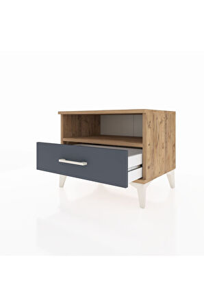 Hyperion Komodin Tek Raflı Tek Çekmeceli 60x44x48 Çam-Antrasit
