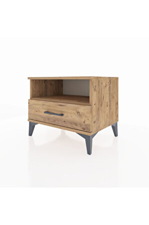 Hyperion Komodin Tek Raflı Tek Çekmeceli 60x44x48 Çam-Çam