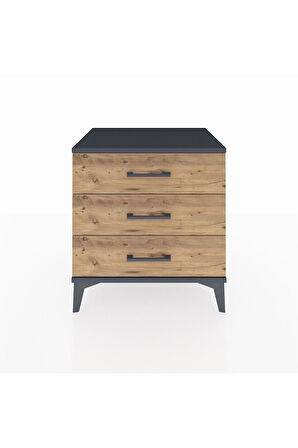 Hyperion Komodin 3 Çekmeceli 60x44x64 Antrasit-Çam