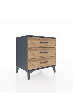 Hyperion Komodin 3 Çekmeceli 60x44x64 Antrasit-Çam