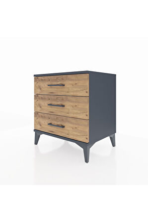 Hyperion Komodin 3 Çekmeceli 60x44x64 Antrasit-Çam