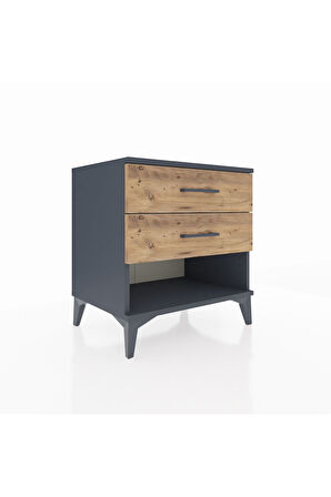 Hyperion Komodin 2 Çekmeceli 60x44x64 Antrasit-Çam