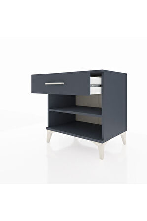 Hyperion Komodin Tek Raflı Tek Çekmeceli 60x44x64 Antrasit-Antrasit