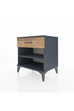 Hyperion Komodin Tek Raflı Tek Çekmeceli 60x44x64 Antrasit-Çam