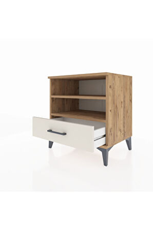 Hyperion Komodin 2 Raflı Tek Çekmeceli 60x44x64 Çam-Aytaşı