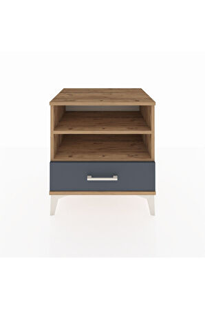 Hyperion Komodin 2 Raflı Tek Çekmeceli 60x44x64 Çam-Antrasit