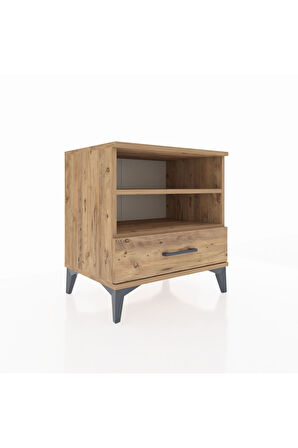 Hyperion Komodin 2 Raflı Tek Çekmeceli 60x44x64 Çam-Çam