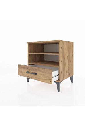 Hyperion Komodin 2 Raflı Tek Çekmeceli 60x44x64 Çam-Çam