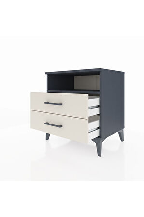 Hyperion Komodin Tek Raflı 2 Çekmeceli 60x44x64 Antrasit-Aytaşı