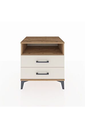 Hyperion Komodin Tek Raflı 2 Çekmeceli 60x44x64 Çam-Aytaşı