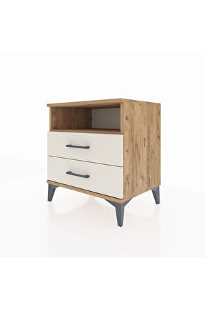 Hyperion Komodin Tek Raflı 2 Çekmeceli 60x44x64 Çam-Aytaşı