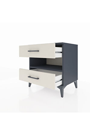 Hyperion Komodin Tek Raflı 2 Çekmeceli 60x44x64 Antrasit-Aytaşı