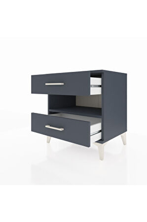 Hyperion Komodin Tek Raflı 2 Çekmeceli 60x44x64 Antrasit-Antrasit