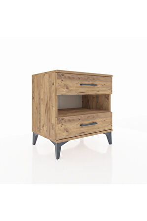 Hyperion Komodin Tek Raflı 2 Çekmeceli 60x44x64 Çam-Çam