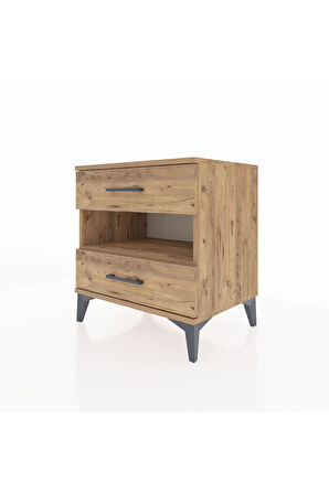 Hyperion Komodin Tek Raflı 2 Çekmeceli 60x44x64 Çam-Çam