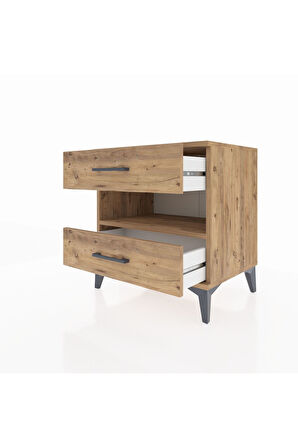 Hyperion Komodin Tek Raflı 2 Çekmeceli 60x44x64 Çam-Çam
