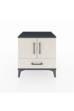 Hyperion Komodin 2 Raflı Tek Çekmeceli 2 Kapaklı 60x44x64 Antrasit-Aytaşı