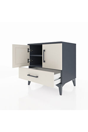 Hyperion Komodin 2 Raflı Tek Çekmeceli 2 Kapaklı 60x44x64 Antrasit-Aytaşı