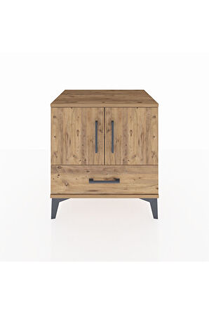 Hyperion Komodin 2 Raflı Tek Çekmeceli 2 Kapaklı 60x44x64 Çam-Çam