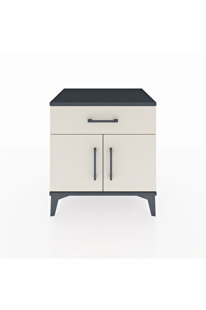 Hyperion Komodin Tek Raflı Tek Çekmeceli 2 Kapaklı 60x44x64 Antrasit-Aytaşı