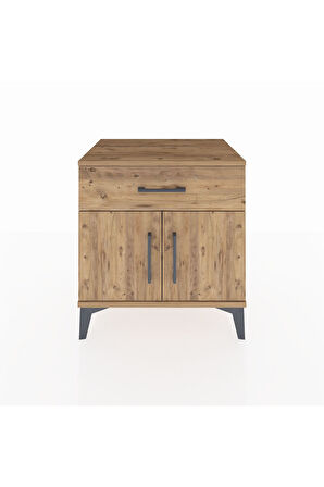 Hyperion Komodin Tek Raflı Tek Çekmeceli 2 Kapaklı 60x44x64 Çam-Çam
