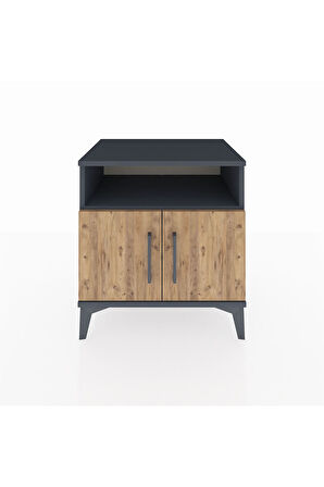 Hyperion Komodin 2 Raflı 2 Kapaklı 60x44x64 Antrasit-Çam