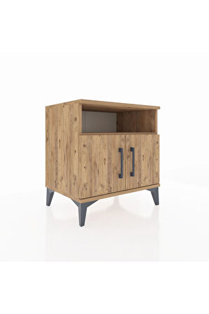 Hyperion Komodin 2 Raflı 2 Kapaklı 60x44x64 Çam-Çam