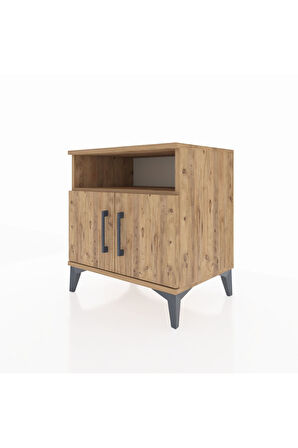 Hyperion Komodin 2 Raflı 2 Kapaklı 60x44x64 Çam-Çam