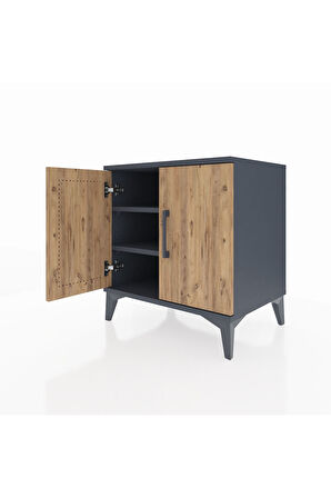 Hyperion Komodin 2 Raflı 2 Kapaklı 60x44x64 Antrasit-Çam