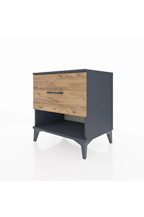 Hyperion Komodin Tek Çekmeceli 60x44x64 Antrasit-Çam