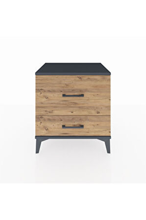 Hyperion Komodin 2 Çekmeceli 60x44x64 Antrasit-Çam
