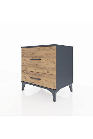 Hyperion Komodin 2 Çekmeceli 60x44x64 Antrasit-Çam