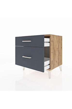 Hyperion Komodin 2 Çekmeceli 60x44x64 Çam-Antrasit