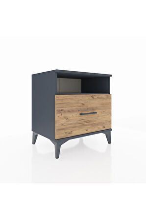 Hyperion Komodin Tek Raflı Tek Çekmeceli 60x44x64 Antrasit-Çam