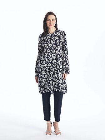 Bisiklet Yaka Desenli Kadın Gömlek Tunik