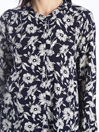 Bisiklet Yaka Desenli Kadın Gömlek Tunik